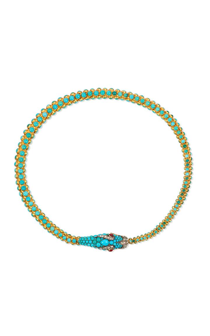 Moda Operandi Kentshire Antique Articulated Gold & Turquoise Serpent Necklace With D