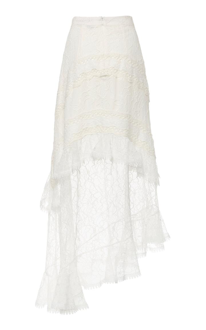 Alexis Firuza Asymmetrical Lace Midi Skirt