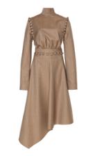 Matriel Asymmetrical Hem Wool-blend Button Dress