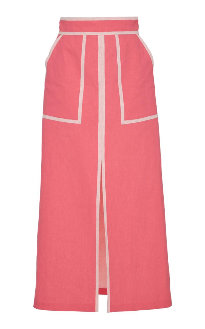 Moda Operandi Martin Grant Color-block High-rise Slit Linen Skirt Size: 36