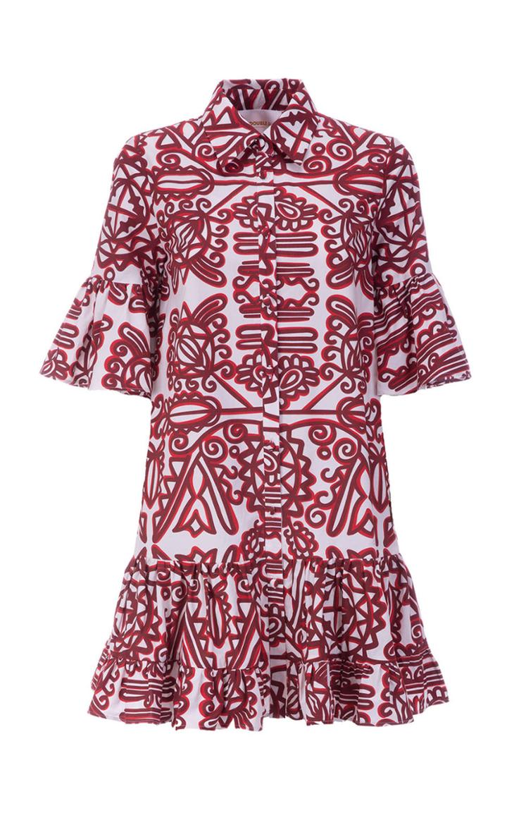 Moda Operandi La Doublej Choux Ruffled Printed Cotton Mini Dress