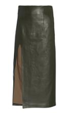 Piece Of White Lisa Side-slit Leather Pencil Skirt
