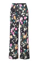 Moda Operandi Stine Goya Lolle Pleated Floral Twill Wide-leg Trousers