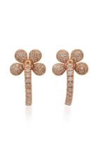 Colette Jewelry Mini Petite Flower 18k Rose Gold And Diamond Hoop Earrings