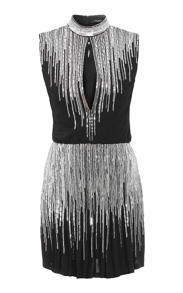 Moda Operandi Balmain Sequined Slit-bodice Mini Dress Size: 36