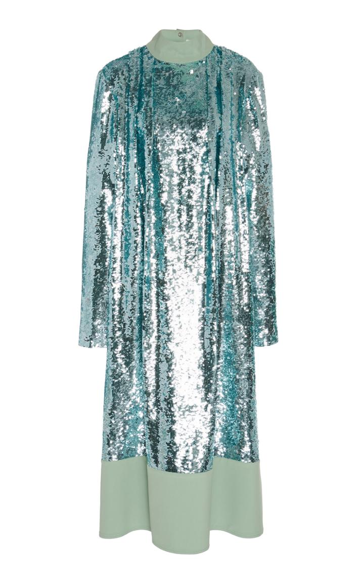 Tibi Sequin-paneled Twill Dress