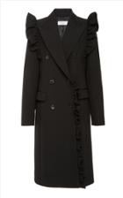 Michael Kors Collection Ruffled Double-breasted Wool-cotton Coat