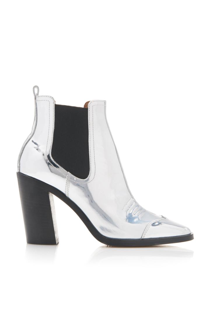 Off-white C/o Virgil Abloh Metallic High Heeled Cowboy Booties