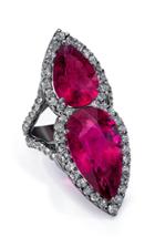 Mindi Mond Exclusive 18k Rhodium, Rubellite And Diamond Ring Size: 7