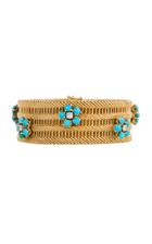 Moda Operandi Kentshire Woven Gold Bracelet With Turquoise & Diamond Flower Clusters
