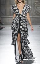 Fausto Puglisi Floral Flutter Slevee Gown