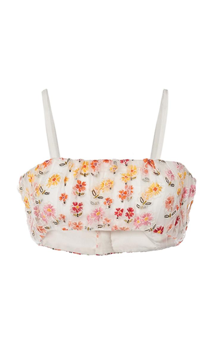 Moda Operandi Rahul Mishra Blossom Floral-embroidered Organza Bandeau Top Size: 40
