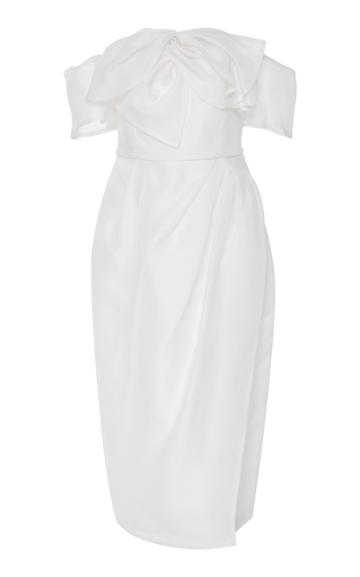 Carolina Herrera Bridal Harley Off-the-shoulder Bow-embellished Silk Midi Dress