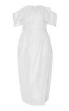 Carolina Herrera Bridal Harley Off-the-shoulder Bow-embellished Silk Midi Dress