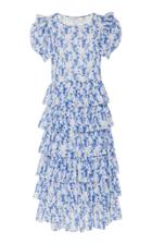 Caroline Constas Rose Tiered Cotton Midi Dress