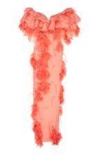 Christian Siriano Flamingo Pink Crystal Organza Ruffle Gown