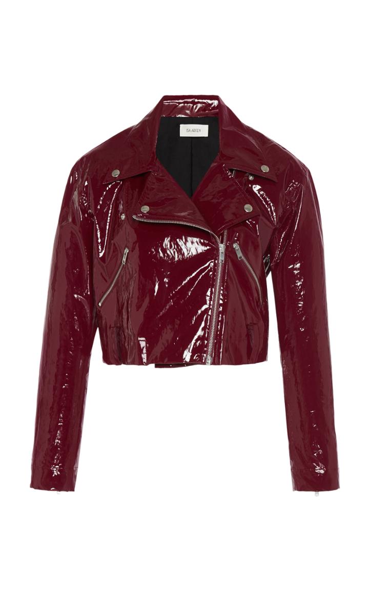 Isa Arfen Pvc Cropped Biker Jacket