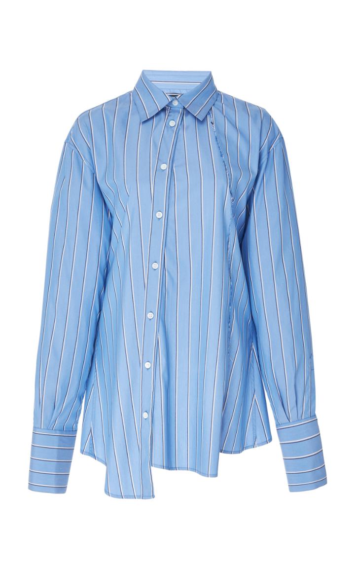 Rokh Asymmetric Striped Cotton-poplin Shirt