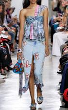 Peter Pilotto Denim Embroidered Skirt