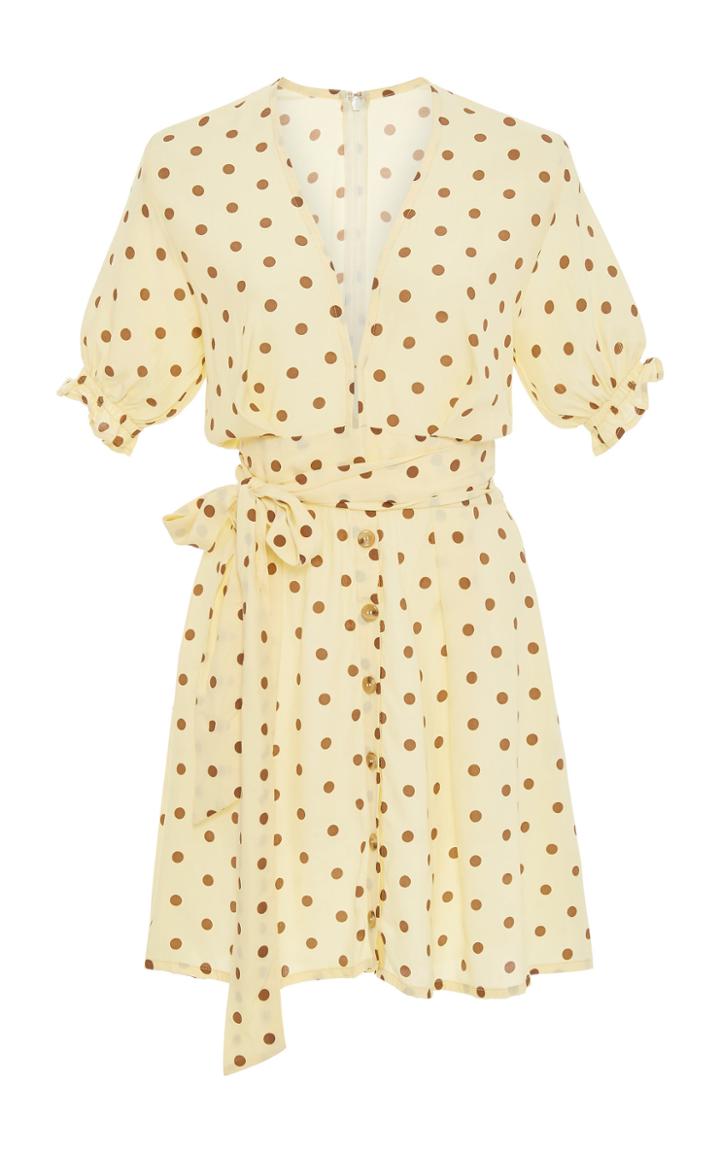 Faithfull Vanelli Belted Polka-dot Voile Mini Dress