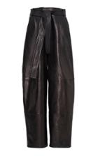 Sally Lapointe Belted Leather Wide-leg Pants