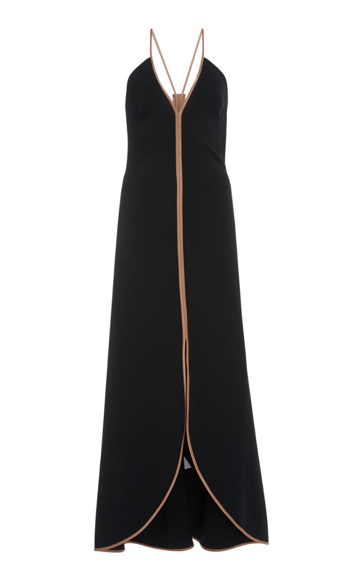 Victoria Beckham Cami Leather Trim Midi Dress