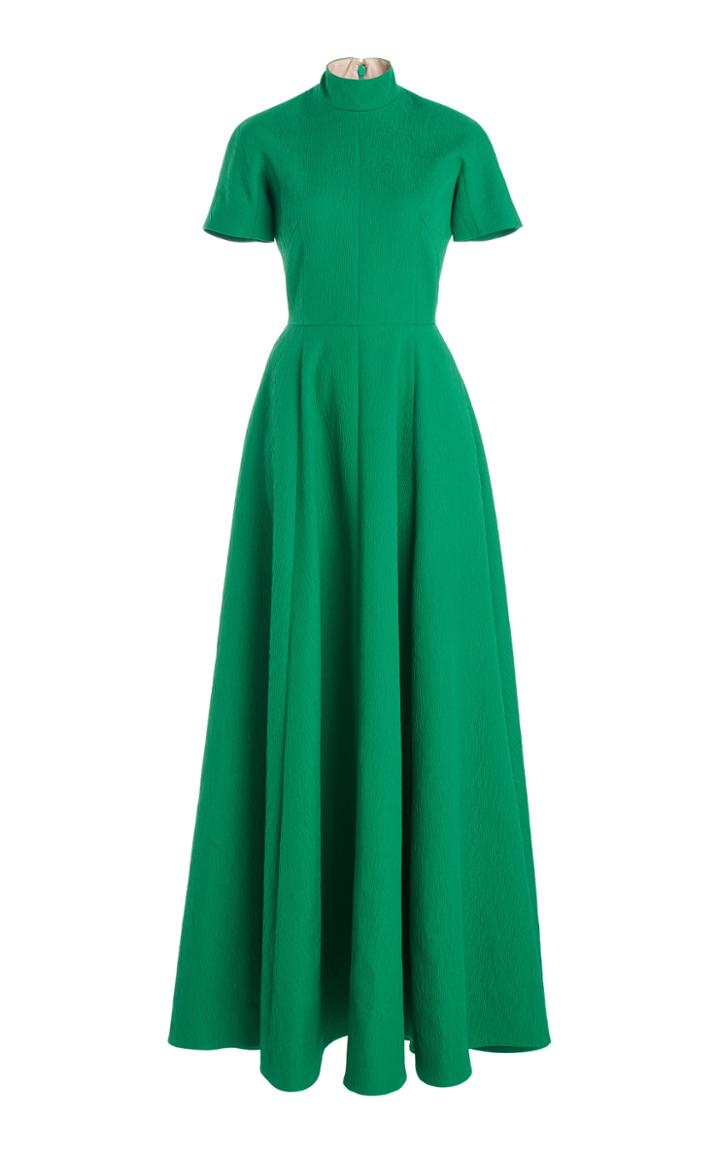 Moda Operandi Emilia Wickstead Malinda High-neck Textured Crepe Maxi Dress