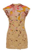 Moda Operandi Valentino Floral-applique Cotton-blend Mini Dress