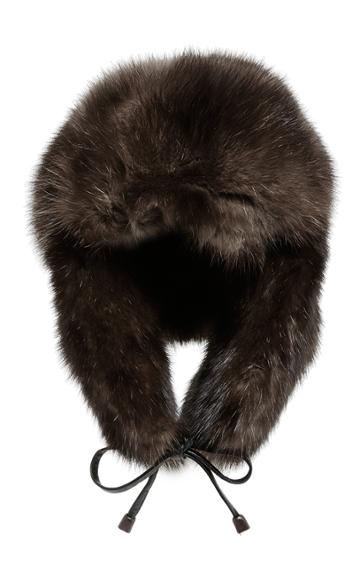 Pologeorgis Natural Russian Barguzine Sable Fur Trapper Hat