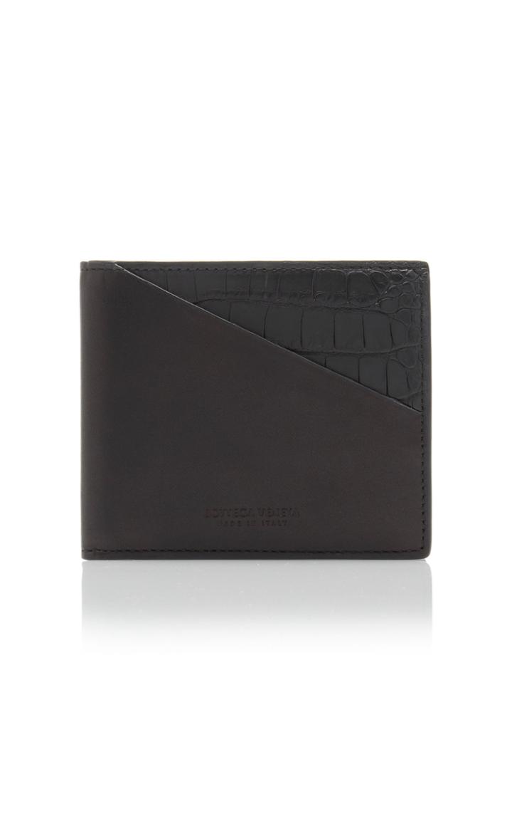 Bottega Veneta Alligator-trimmed Leather Wallet