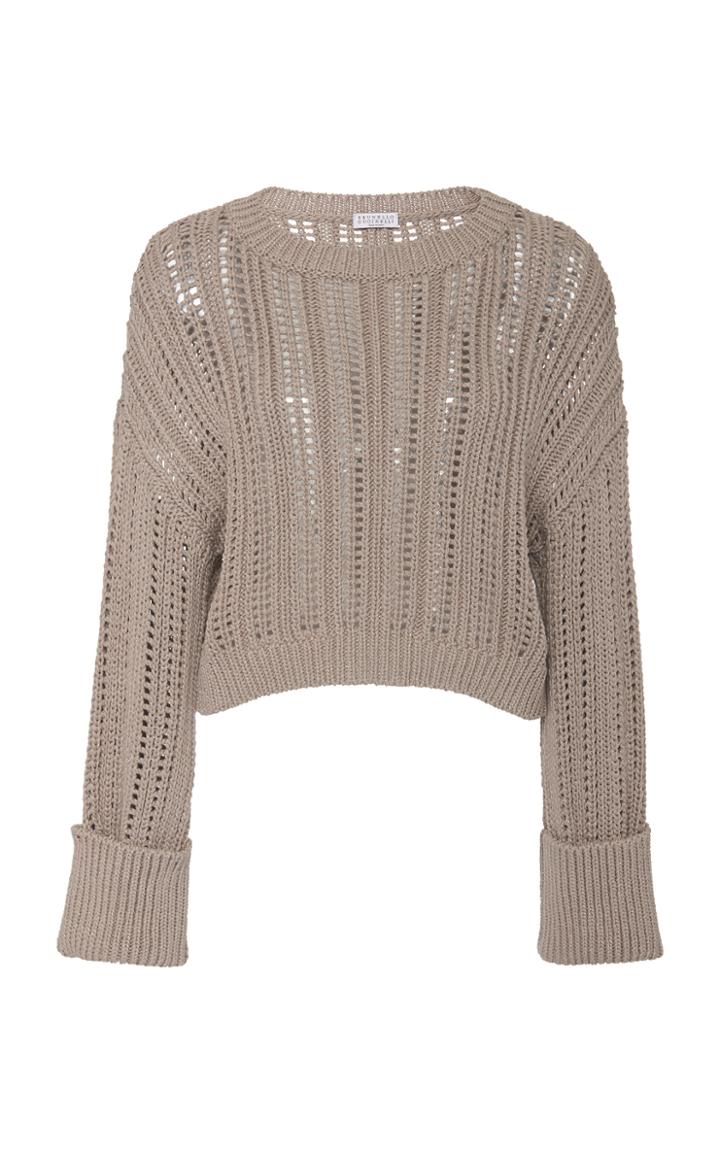 Brunello Cucinelli Cropped Metallic Cotton-blend Sweater
