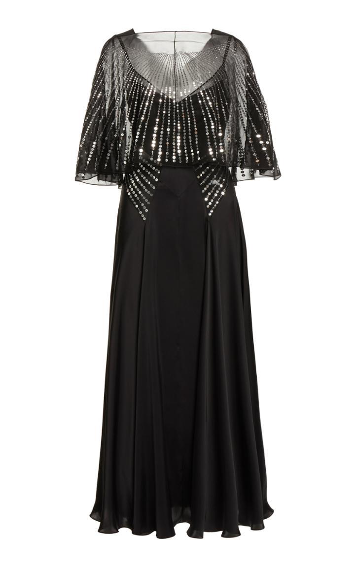 Moda Operandi Paco Rabanne Embellished Satin Cape Dress