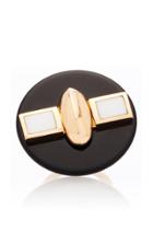 Mahnaz Collection Vintage Onyx White Agate & 18k Rose Gold Ring