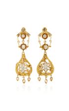 Fred Leighton 18k French Victorian Yellow Gold And Diamond Floral Motif Pendant Earrings