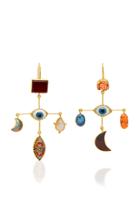 Grainne Morton Antique Coral Eye Cross Drop Earrings