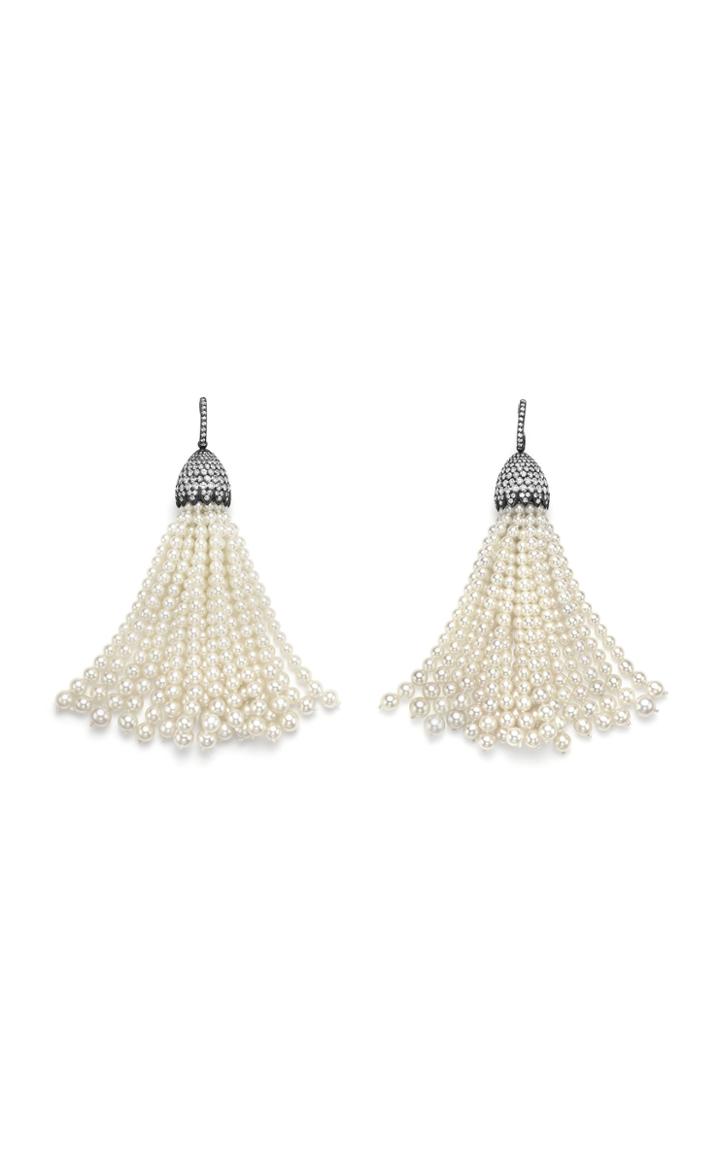 Moda Operandi Margaret Jewels One Of A Kind 18k Tarnished White Gold Pompom Earrings