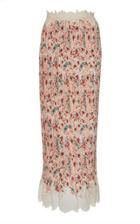 Paco Rabanne Lace-trimmed Floral-print Crepe De Chine Maxi Skirt