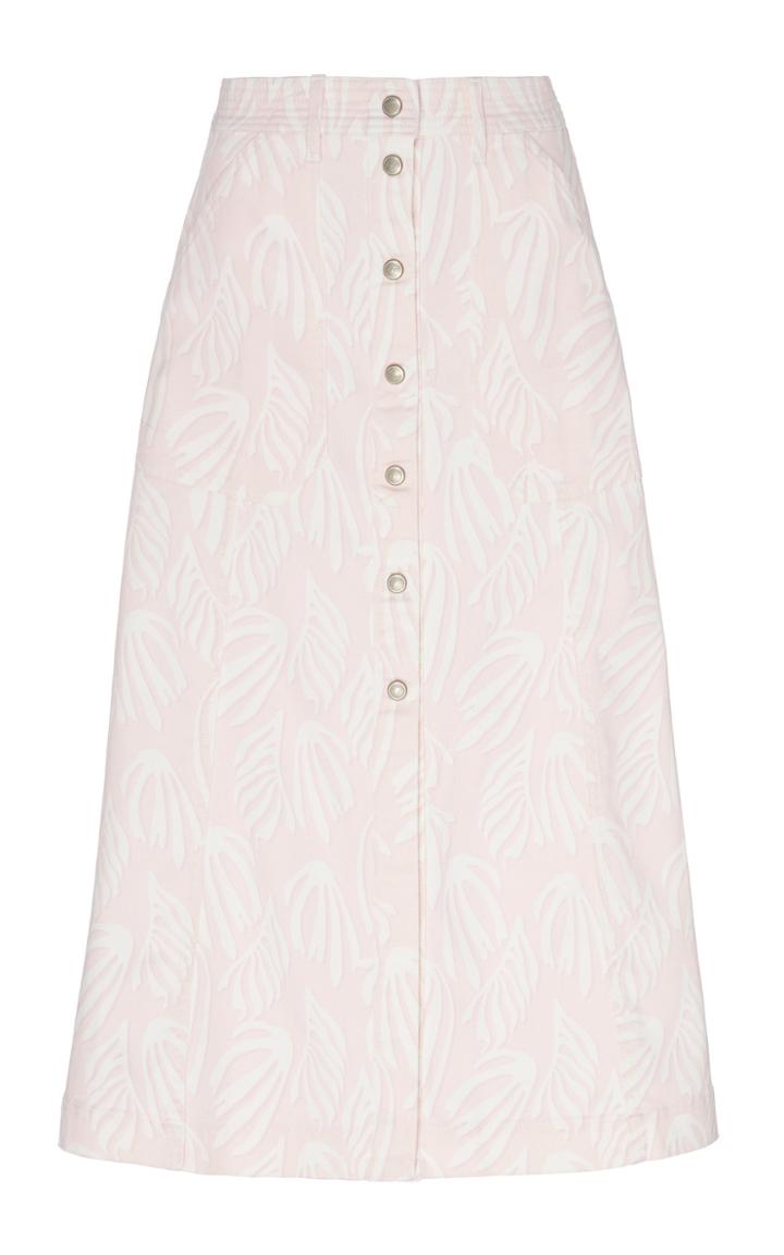 Moda Operandi Temperley London Fontana Printed Denim Midi Skirt Size: 6