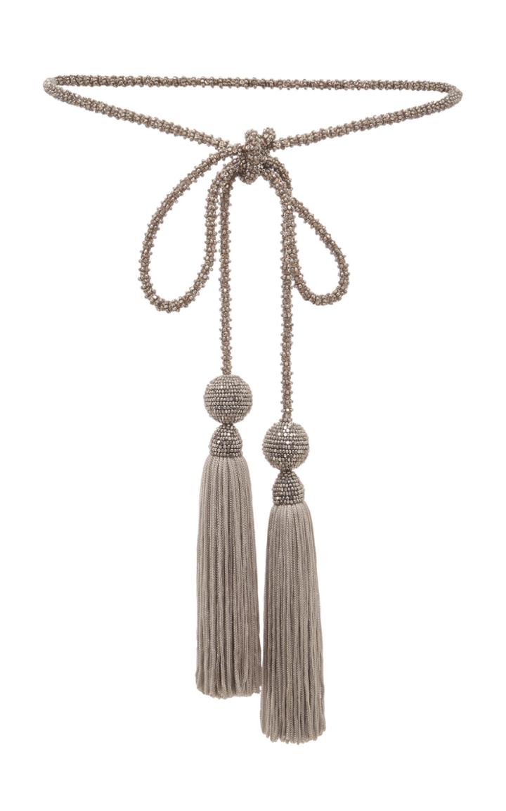 Oscar De La Renta Jeweled Tassel Belt