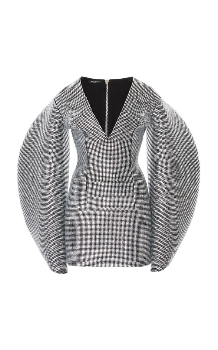 Balmain V-neck Embroidered Circular Dress
