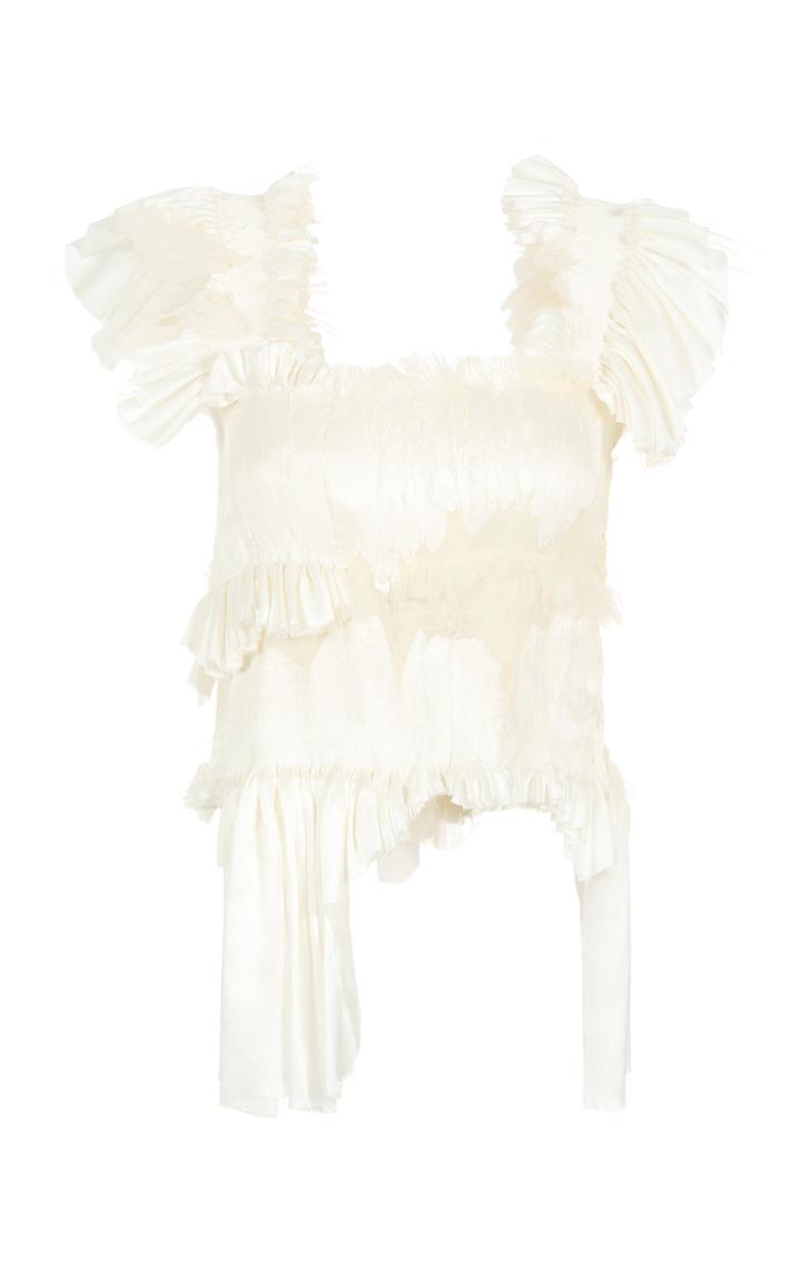 Moda Operandi Caroline Hu Handmade Smocked Silk Top