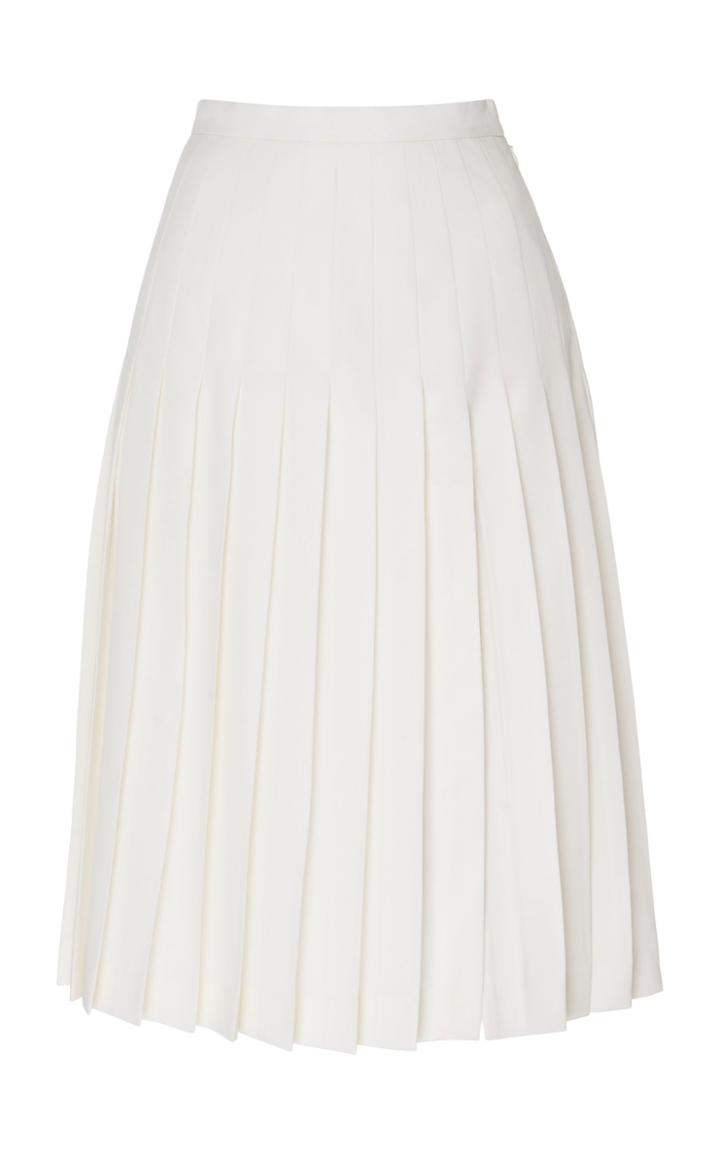 Alessandra Rich Pleated Wool Midi Skirt