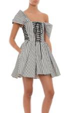Moda Operandi Philosophy Di Lorenzo Serafini Striped Cotton Lace-up Mini Dress