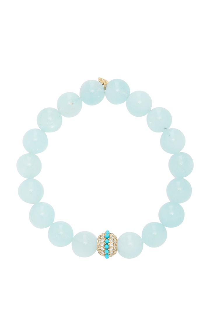 Sydney Evan 10mm Aquamarine And Turquoise Mala Bead Bracelet