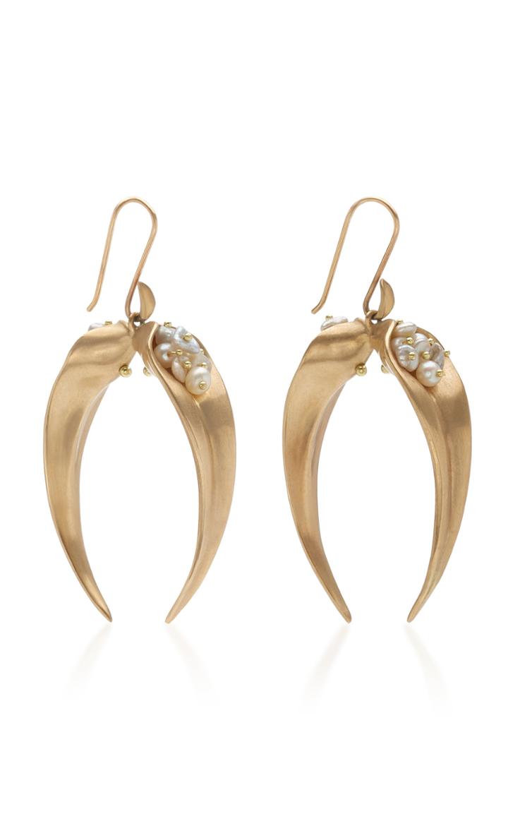 Annette Ferdinandsen 14k Gold, Pearl And Sapphire Earrings