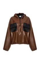 Moda Operandi Studio Cut Faux-leather Hooded Sweatshirt