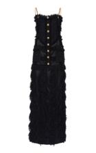 Balmain Fringed Tweed Velvet Maxi Dress