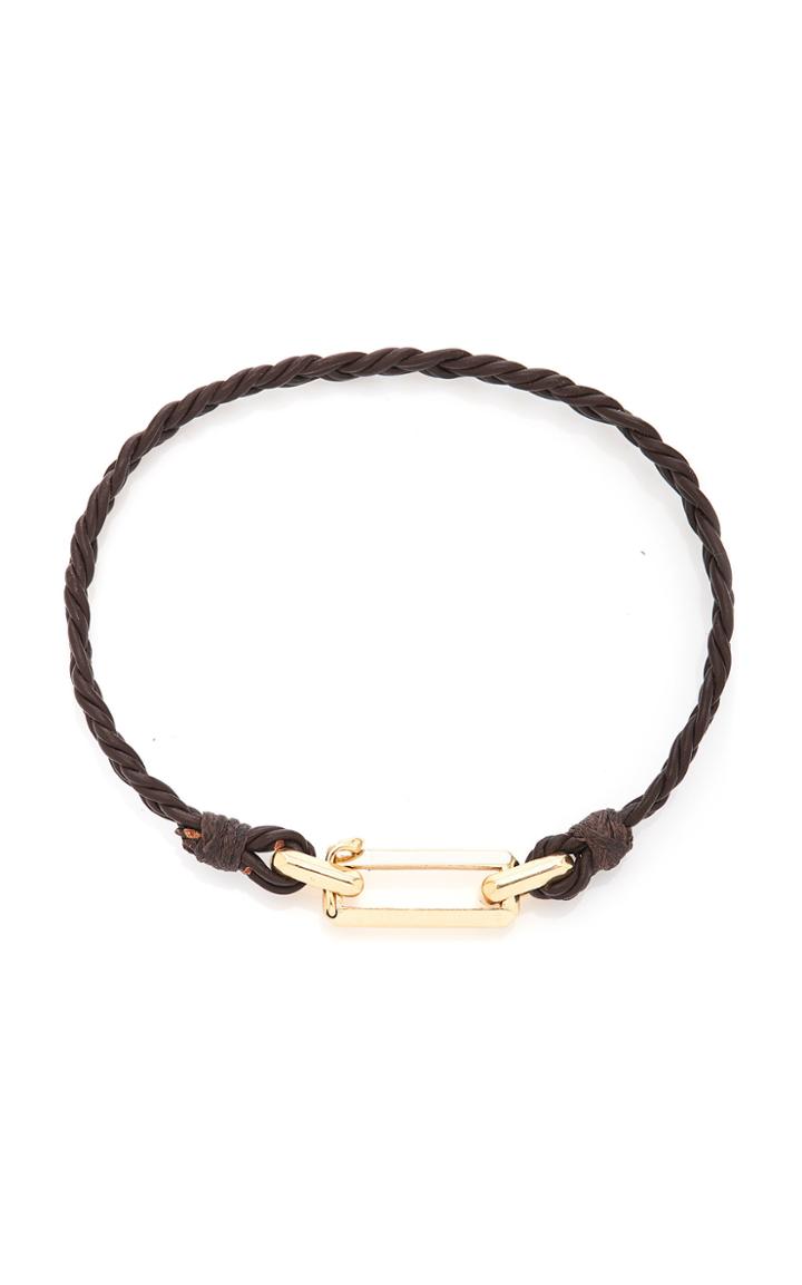 Moda Operandi Luis Morais 14k Yellow Gold Small Link Braided Leather Bracelet