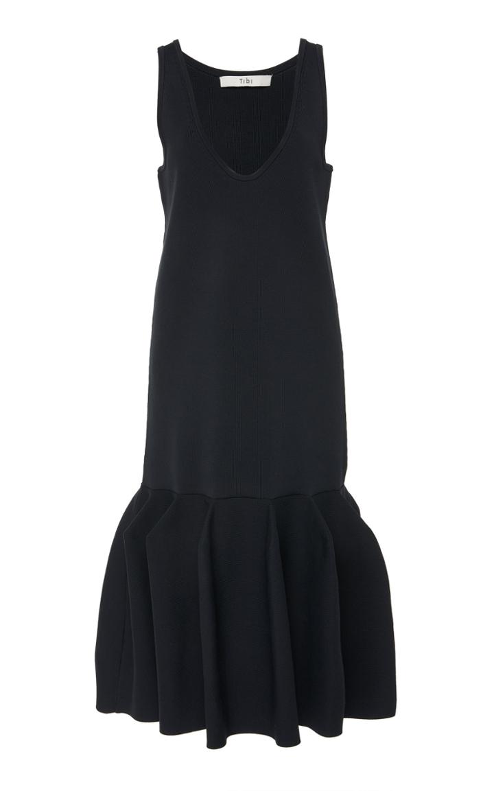 Tibi Sculpted Flare Midi Sweater Dress