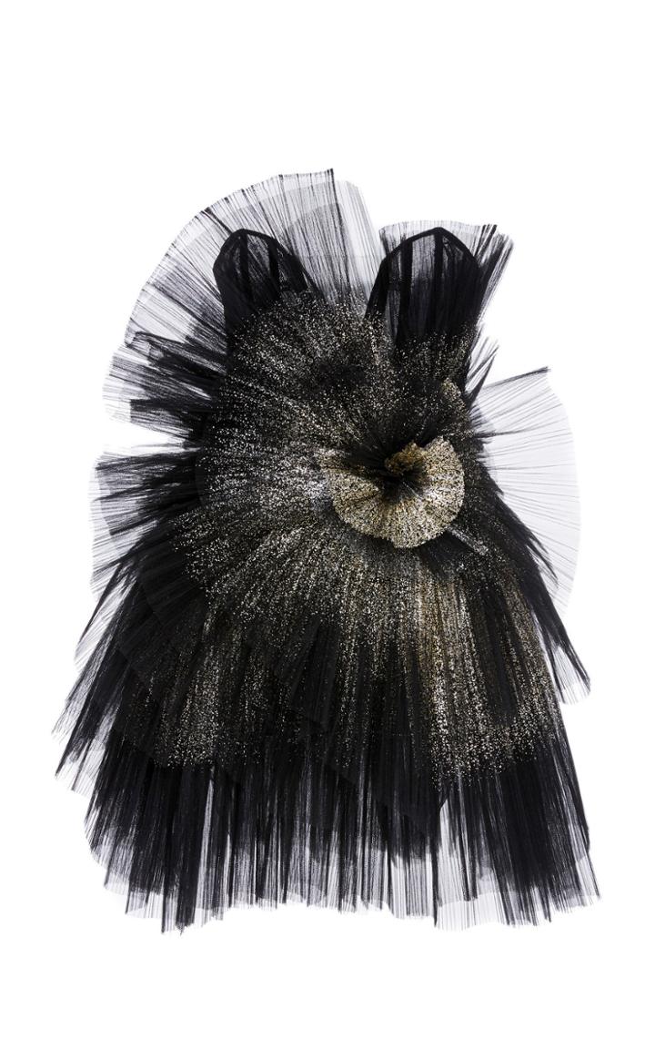 Pamella Roland Strapless Tulle Cocktail Dress